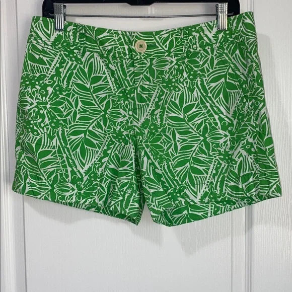 Lilly Pulitzer Callahan Shorts In Kelly Green & White - Picture 6 of 7